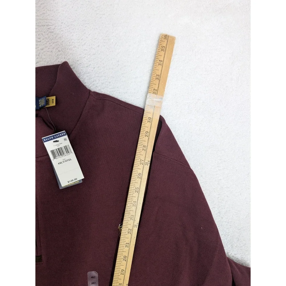 NEW Polo Ralph Lauren 1/4 Zip Pullover Sweater Mens 4XLT Red Burgundy Flesh Pony